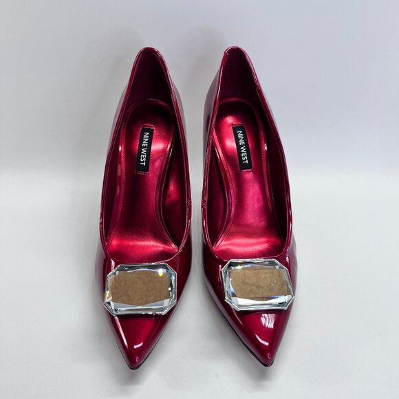 Nine West Faras Slip-On Stiletto Pumps Size 7.5M Red Patent Faux Leather - Picture 7 of 16